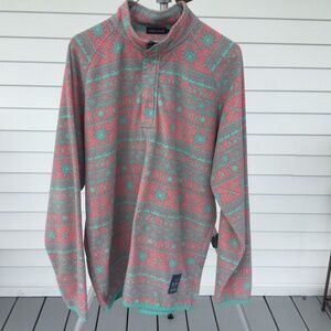 Southern Marsh Long Sleeve 3/4 Zip Pullover Fleece Jacket, Peach and Light Green